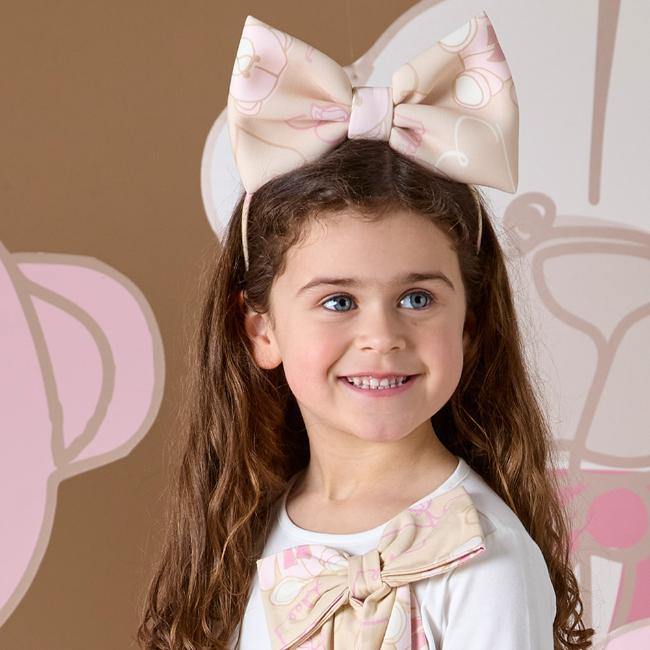 Picture of A Dee Abstract Teddy Collection Sandra Teddy Print Bow Headband - Beige