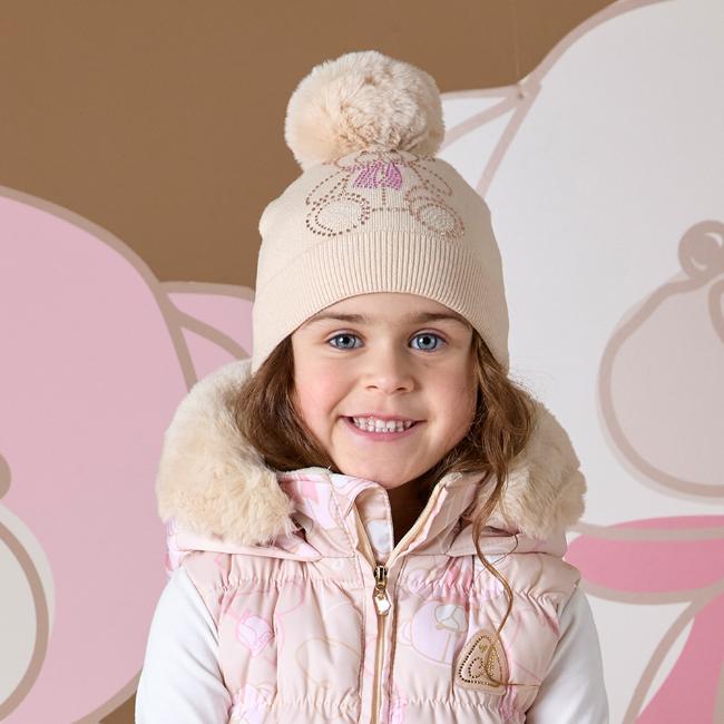 Picture of A Dee Abstract Teddy Collection Sabrina Knitted Pom Pom Teddy Hat - Beige