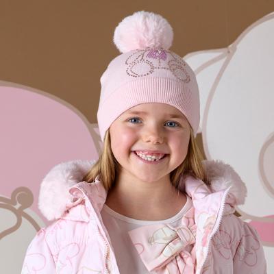 Picture of A Dee Abstract Teddy Collection Sabrina Knitted Pom Pom Teddy Hat - Baby Pink