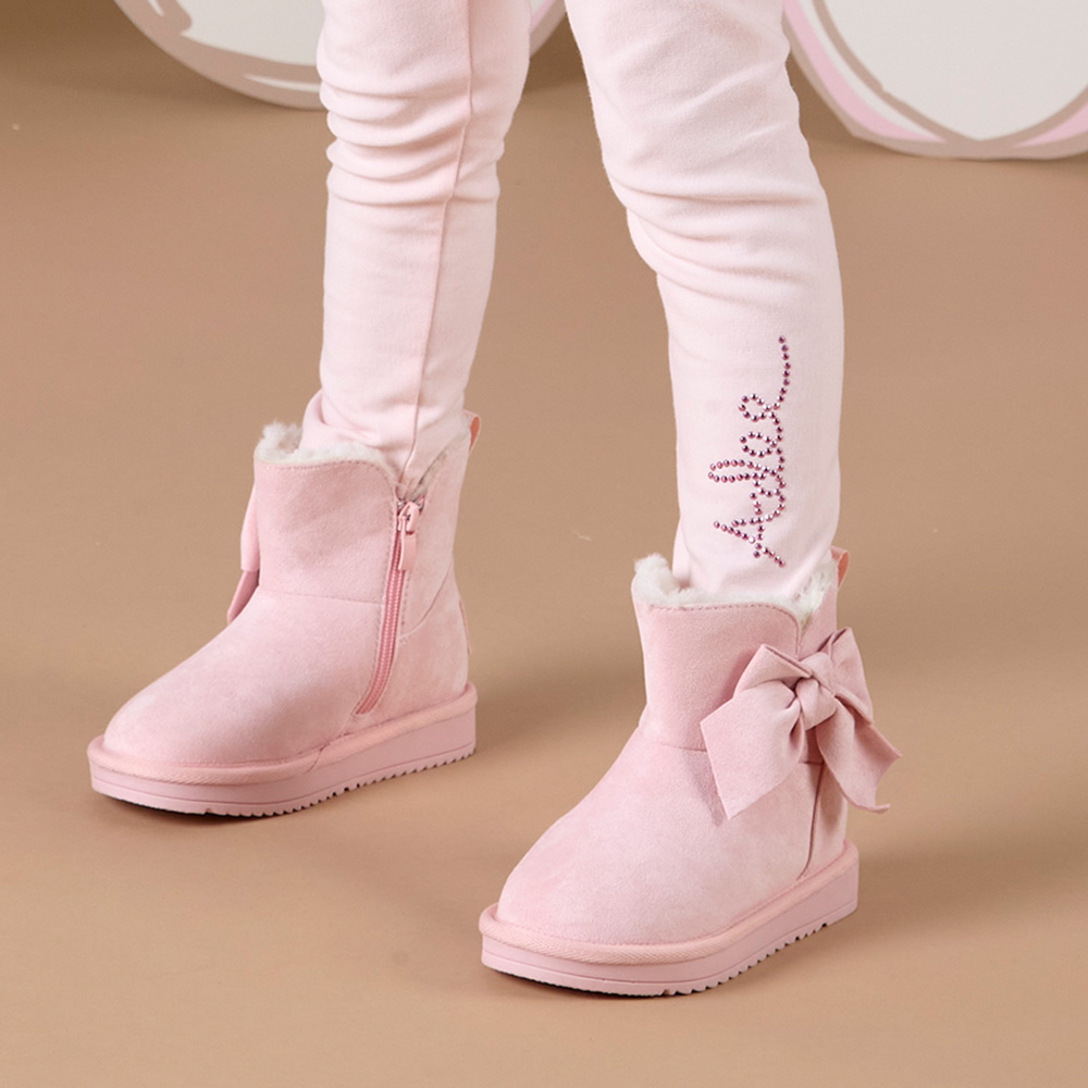 A Dee Abstract Teddy Collection Bowtiful Bow Ankle Boot Baby Pink