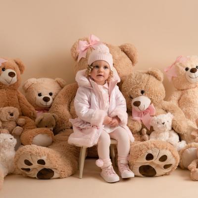 Picture of PRE ORDER Little A Bear Hugs Collection Honey Faux Fur Frilled Jacket - Baby Pink