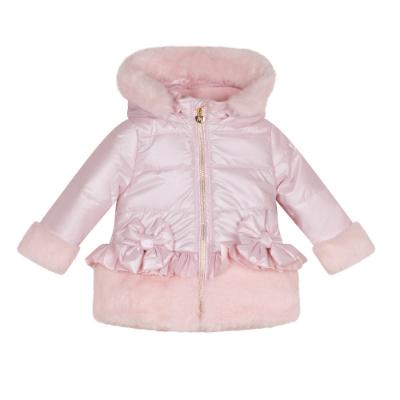 Picture of PRE ORDER Little A Bear Hugs Collection Honey Faux Fur Frilled Jacket - Baby Pink