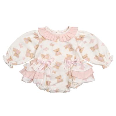 Picture of Little A Bear Hugs Collection Georgia Bear Print Romper - Snow White