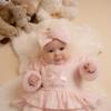 Picture of Little A Bear Hugs Collection Gia Faux Fur Bear Print Romper - Baby Pink