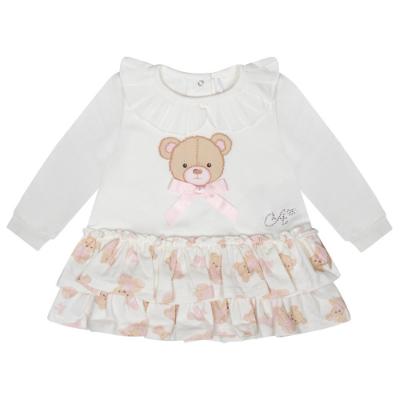 Picture of Little A Bear Hugs Collection Gloria Bear Print Frill Dress - Snow White