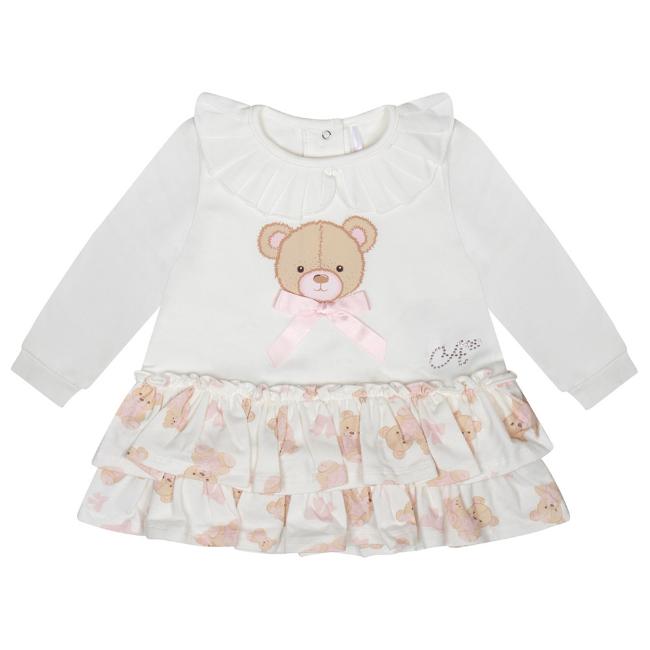 Picture of Little A Bear Hugs Collection Gloria Bear Print Frill Dress - Snow White