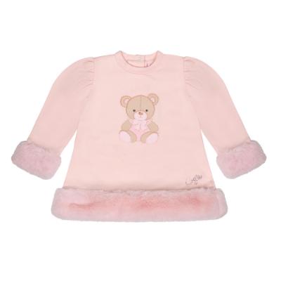 Picture of Little A Bear Hugs Collection Goldie Fur Detail Bear Dress - Baby Pink