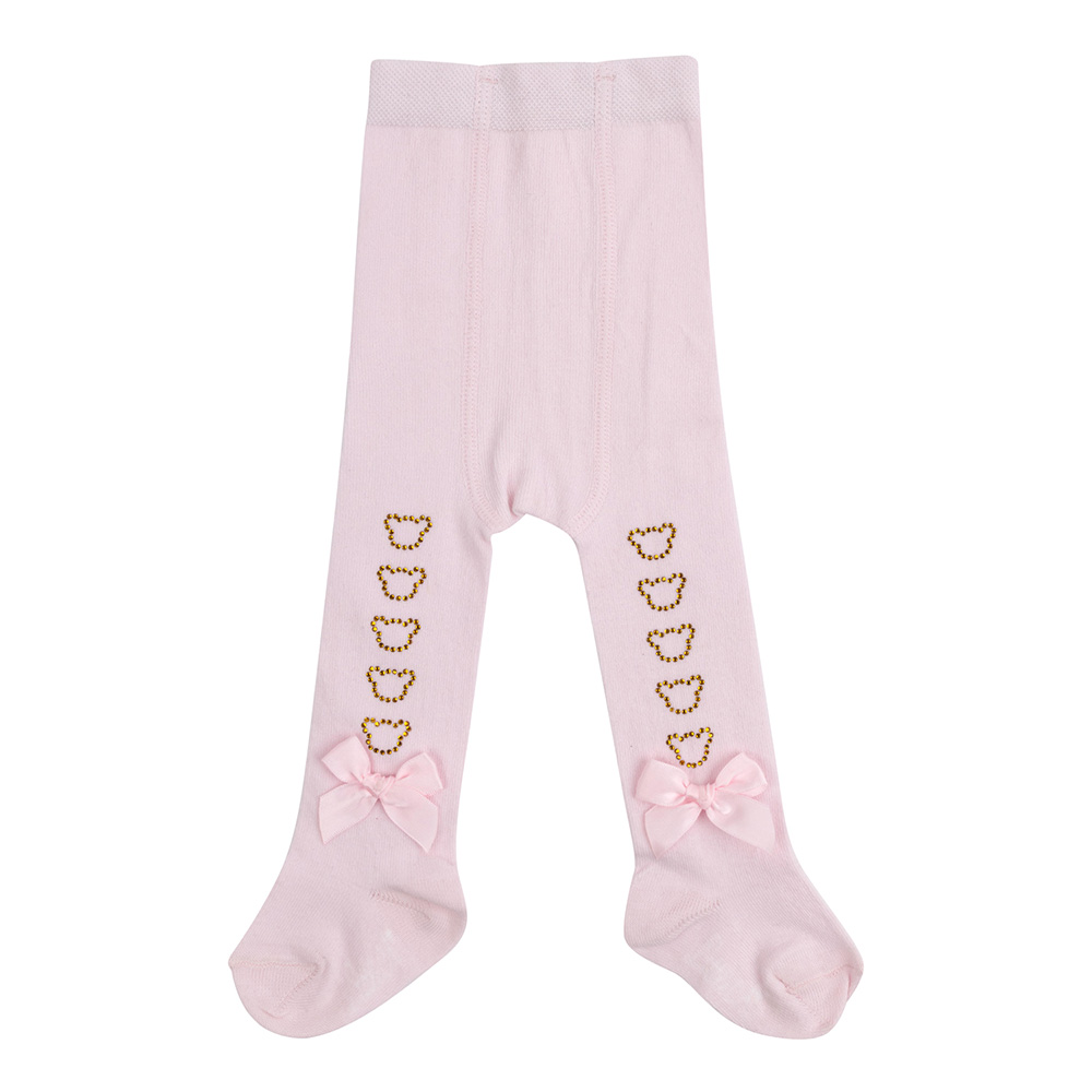 Little A Bear Hugs Collection Gladys Diamante Heart Tights Baby Pink