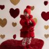 Picture of Little A Festive Hearts Collection Honey Faux Fur Frilled Jacket - Red