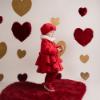 Picture of Little A Festive Hearts Collection Harper Felt Coat & Beret Set - Red