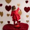 Picture of Little A Festive Hearts Collection Harper Felt Coat & Beret Set - Red