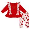 Picture of Little A Festive Hearts Collection Holly Heart Print Legging Set - Red