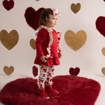 Picture of PRE ORDER Little A Festive Hearts Collection Holly Heart Print Legging Set - Red