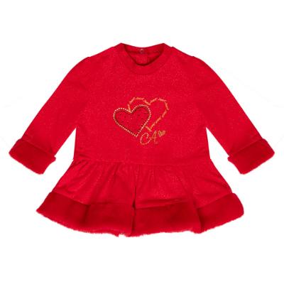 Picture of Little A Festive Hearts Collection Harmony Heart Faux fur Dress - Red