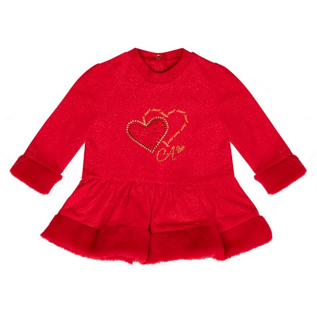 Picture of Little A Festive Hearts Collection Harmony Heart Faux fur Dress - Red