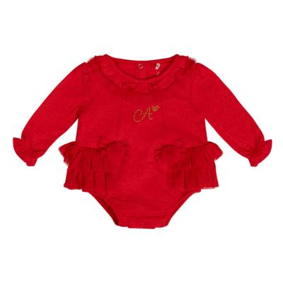 Picture of Little A Festive Hearts Collection Harley Tulle Frill Romper - Red