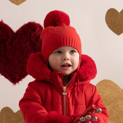 Picture of PRE ORDER Little A Festive Hearts Collection Haven Heart Pom Pom Hat - Red