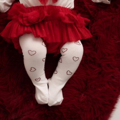 Picture of PRE ORDER Little A Festive Hearts Collection Hazel Diamante Heart Tights - Snow White 