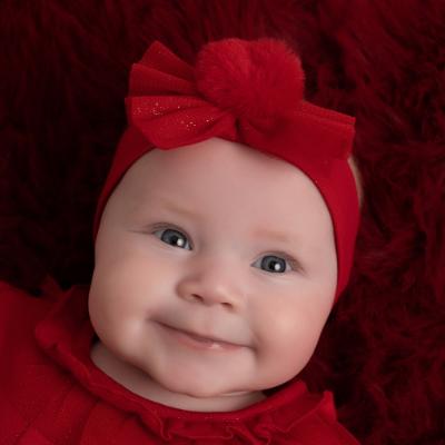 Picture of Little A Festive Hearts Collection Hallie Pom Pom Headband - Red