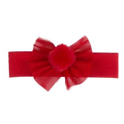 Picture of PRE ORDER Little A Festive Hearts Collection Haven Pom Pom Headband - Red