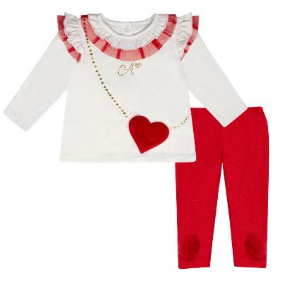 Picture of Little A Festive Hearts Collection Hope Handbag Legging Set - Snow White