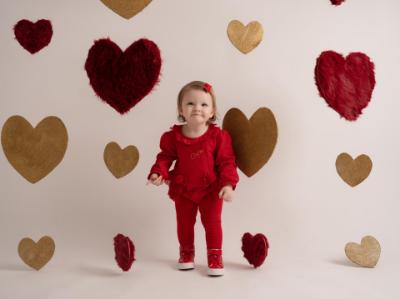 Picture of PRE ORDER Little A Festive Hearts Collection Harley Tulle Frill Romper - Red