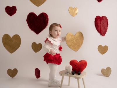 Picture of PRE ORDER Little A Festive Hearts Collection Heidi Pom Pom Tulle Jam Pant Set - Snow White