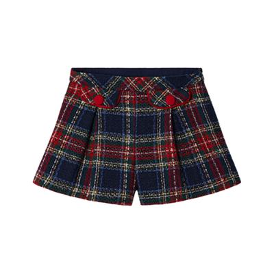 Picture of Mayoral Mini Girls Checked Boucle Shorts - Navy
