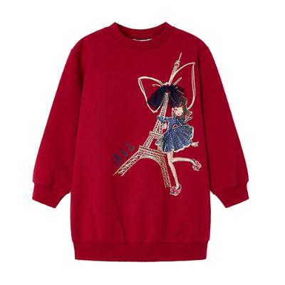 Picture of Mayoral Mini Girls Paris Sweatshirt Dress - Dark Red