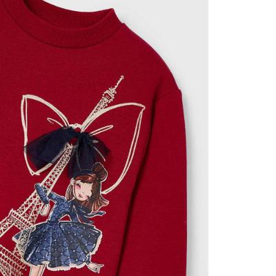 Picture of Mayoral Mini Girls Paris Sweatshirt Dress - Dark Red