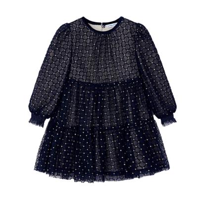 Picture of Mayoral Mini Girls Tulle Sparkle Dress - Navy