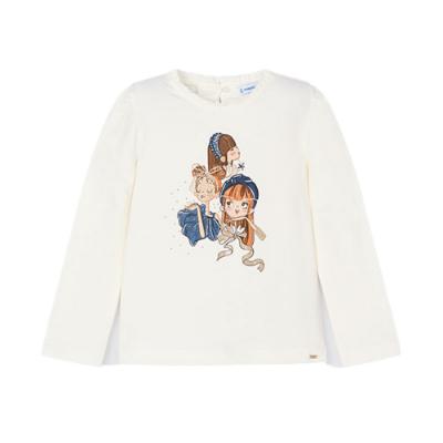 Picture of Mayoral Mini Girls Fashion Girls T-shirt - Cream Navy