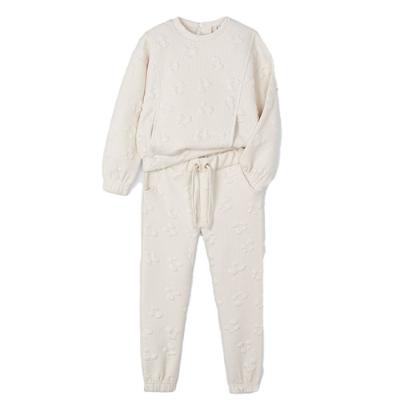 Picture of Mayoral Mini Girls Embossed Flower Tracksuit - Cream