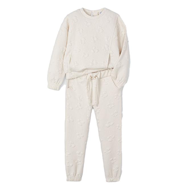 Picture of PRE-ORDER Mayoral Mini Girls Embossed Flower Tracksuit - Cream