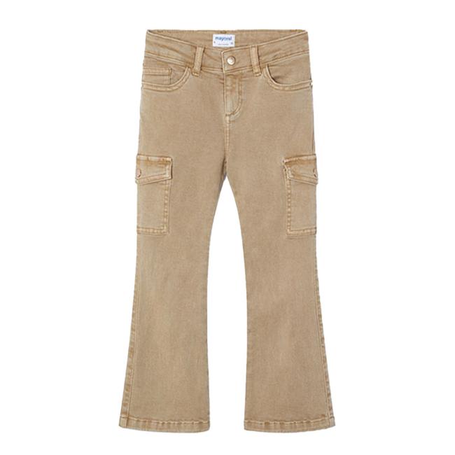 Picture of Mayoral Mini Girls Flared Cargo Trousers - Beige