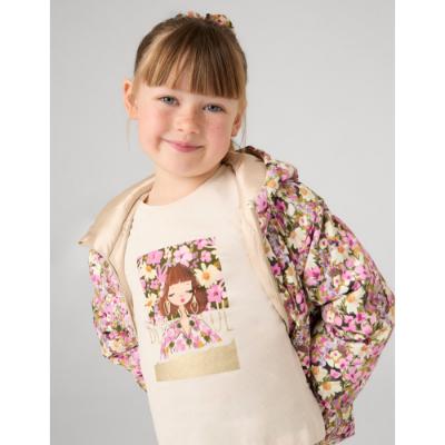 Picture of Mayoral Mini Girls Floral T-shirt & Scrunchie Set - Cream Pink