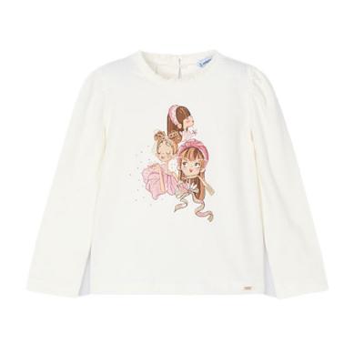 Picture of Mayoral Mini Girls Fashion Girls T-shirt - Cream Pink