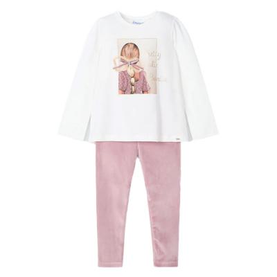 Picture of Mayoral Mini Girls Velvet Legging Set - Pink