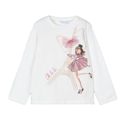 Picture of Mayoral Mini Girls Paris Eiffel Tower T-shirt - Cream Pink