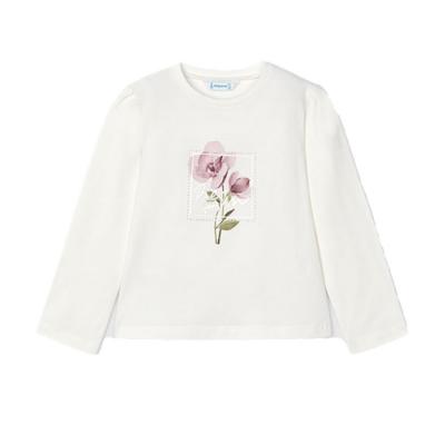 Picture of Mayoral Mini Girls Flower Portrait T-shirt - Cream Pink