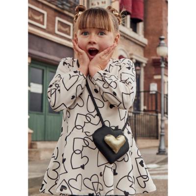 Picture of Mayoral Mini Girls Heart & Handbag Dress - Cream Black