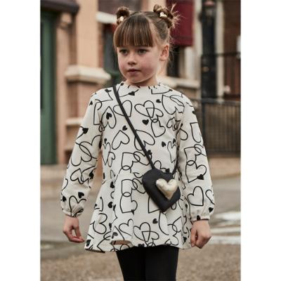Picture of PRE-ORDER Mayoral Mini Girls Heart & Handbag Dress - Cream Black