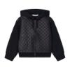 Picture of Mayoral Mini Girls Faux Leather Quilted Hoodie - Black