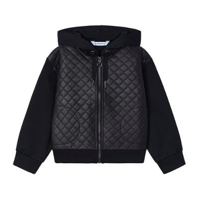 Picture of PRE-ORDER Mayoral Mini Girls Faux Leather Quilted Hoodie - Black