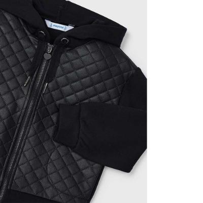 Picture of Mayoral Mini Girls Faux Leather Quilted Hoodie - Black