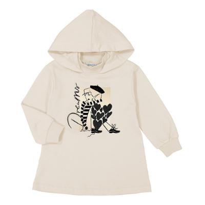 Picture of Mayoral Mini Girls Hooded Heart Sweatshirt Dress - Cream