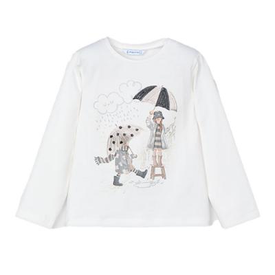 Picture of Mayoral Mini Girls Sequin Umbrella T-shirt - Cream