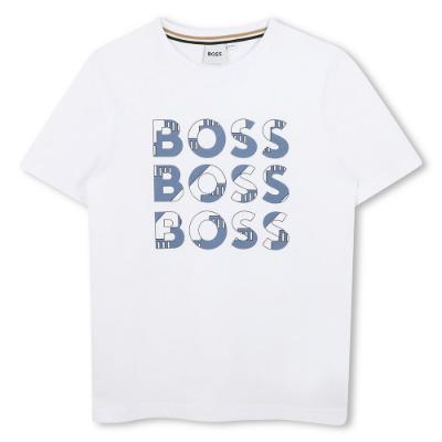 Picture of BOSS Boys Repeat Logo T-shirt - White