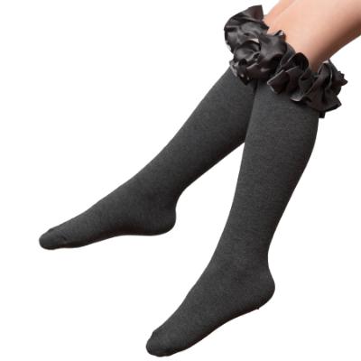 Picture of Caramelo Kids Girls Ruffle Ribbon Knee High Socks - Grey