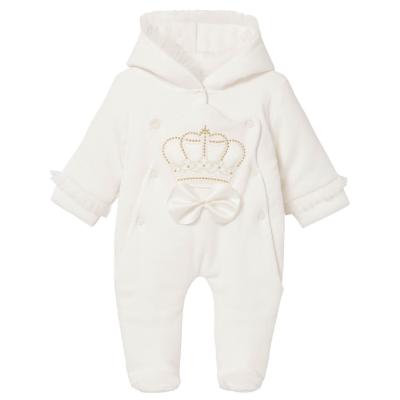 Picture of Sofija Baby Princess Front Opening Padded Pramsuit - Ivory